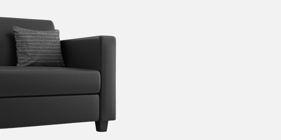 Baley Leatherette 3 Seater Sofa In Dark Black Colour - Febonic Living