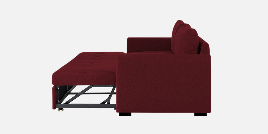 Sigma Fabric 3 Seater Pull Out Sofa Cum Bed In Blood Maroon Colour - Febonic Living