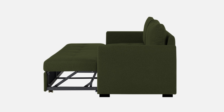 Sigma Fabric 3 Seater Pull Out Sofa Cum Bed In Olive Green Colour - Febonic Living