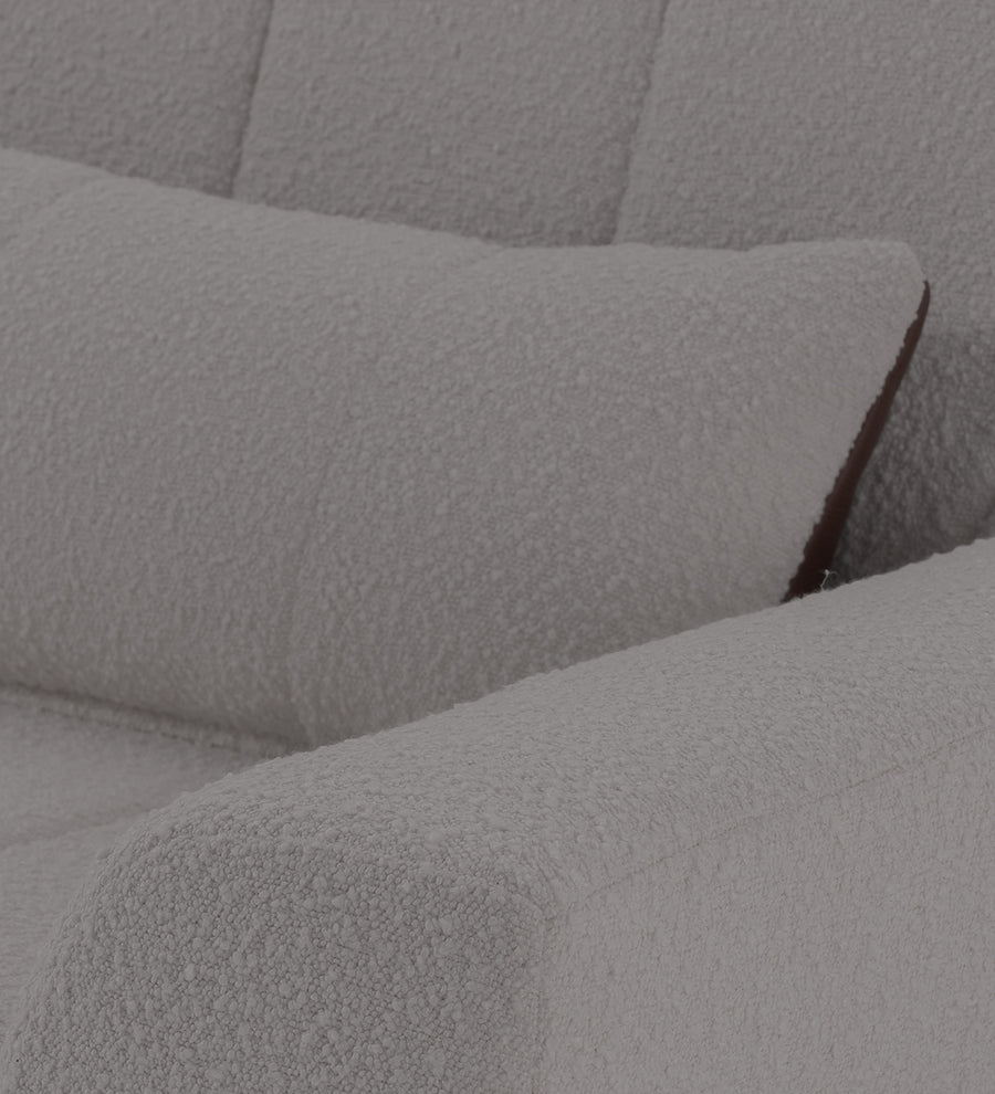 Nesco Boucle Fabric 1 Seater Sofa In Sweden Grey Colour - Febonic Living