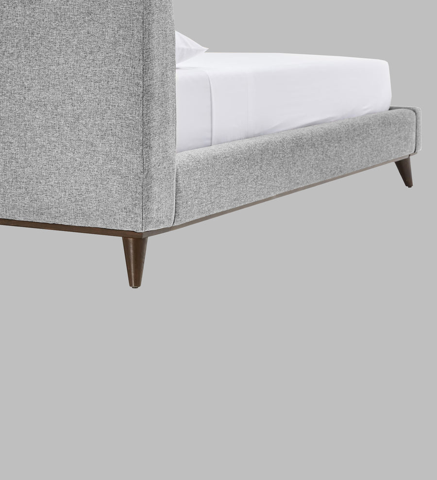 Jasmin Fabric Upholstered Queen Bed In Lit Grey Colour - Febonic Living