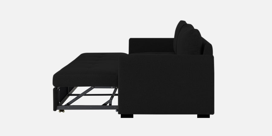 Sigma Fabric 3 Seater Pull Out Sofa Cum Bed In Zed Black Colour - Febonic Living