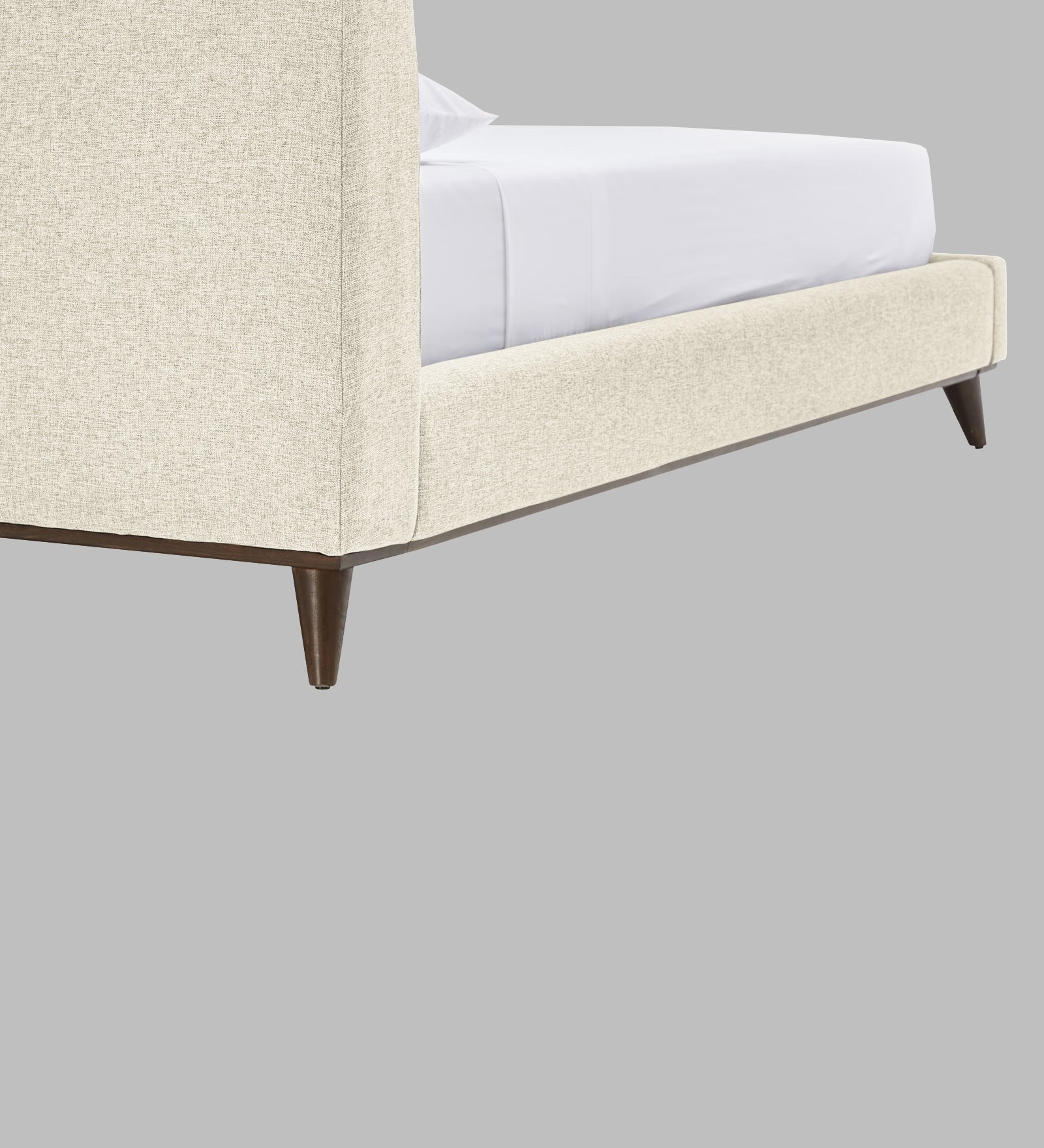 Jasmin Fabric Upholstered Queen Bed in Ivory Cream Colour - Febonic Living
