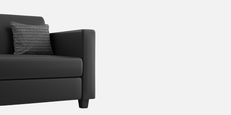 Baley Leatherette 3 Seater Sofa In Dark Black Colour - Febonic Living