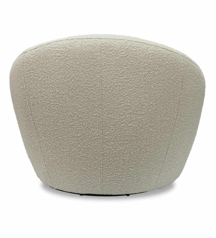 Lily Boucle Fabric Swivel Chair In Shell White Colour - Febonic Living