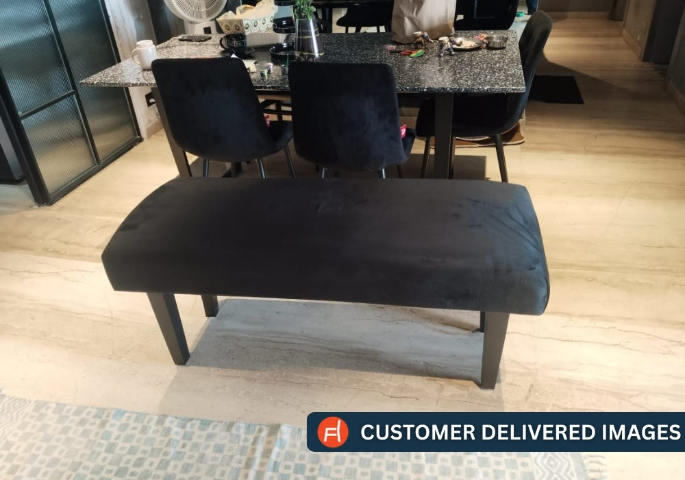 Adon Velvet Bench In Cherry Red Colour
