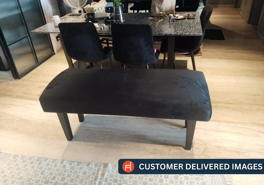 Adon Velvet Bench In Safforn Yellow Colour - Febonic Living