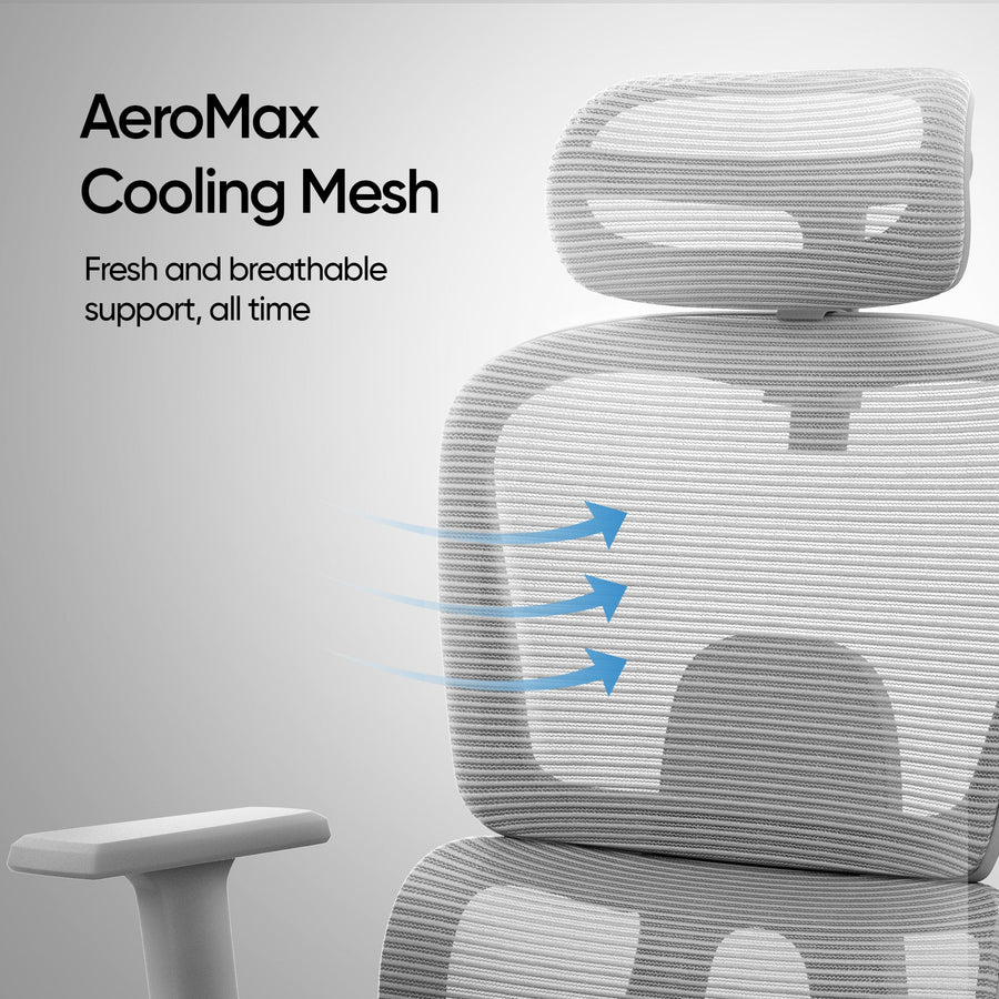 Ero Mesh Ergonomic Office Chair In Latty Grey Colour - Febonic Living