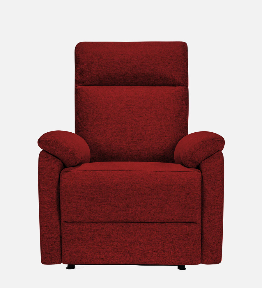 Abby Fabric 1 Seater Motorized Recliner In Blood Maroon Colour - Front View by Febonic Living