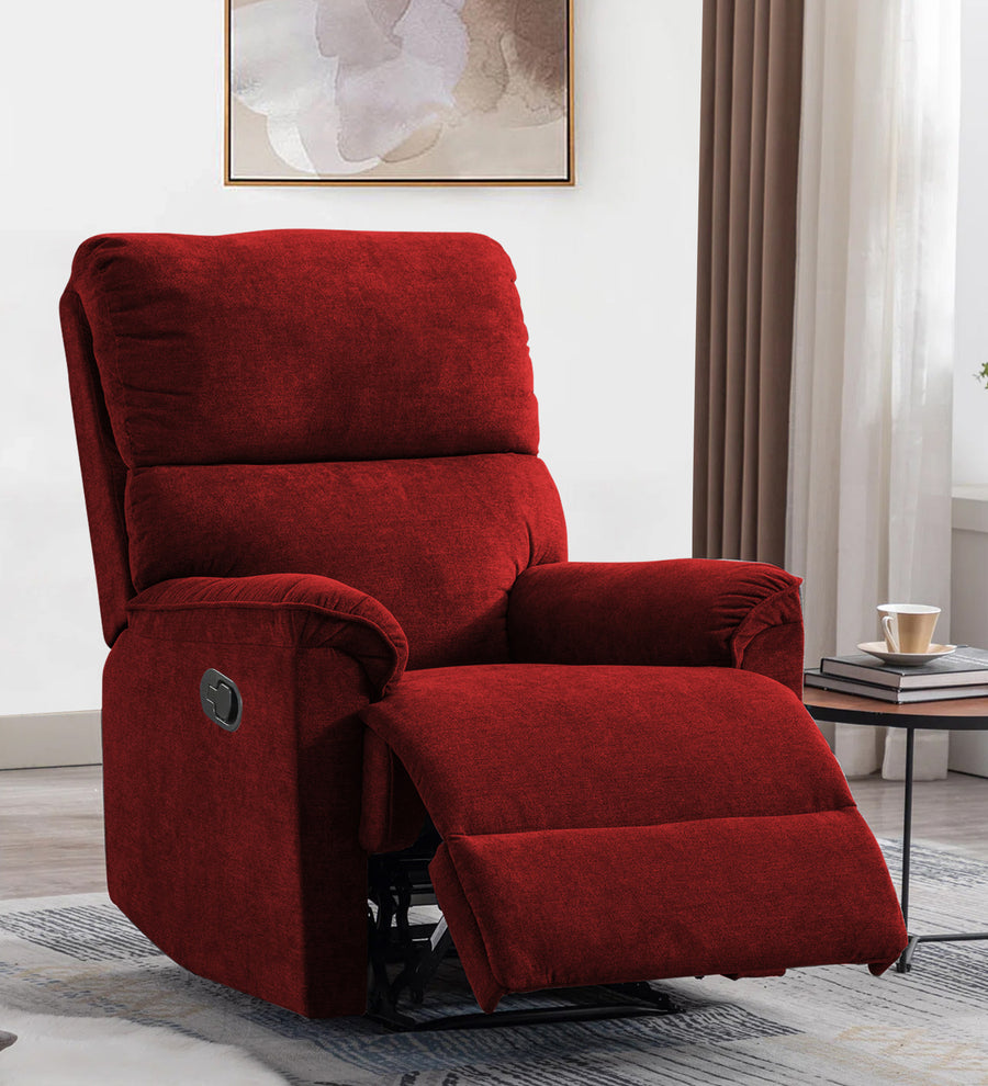 Abby 1 Seater Motorized Fabric Recliner - Blood Maroon - Living View by Febonic Living
