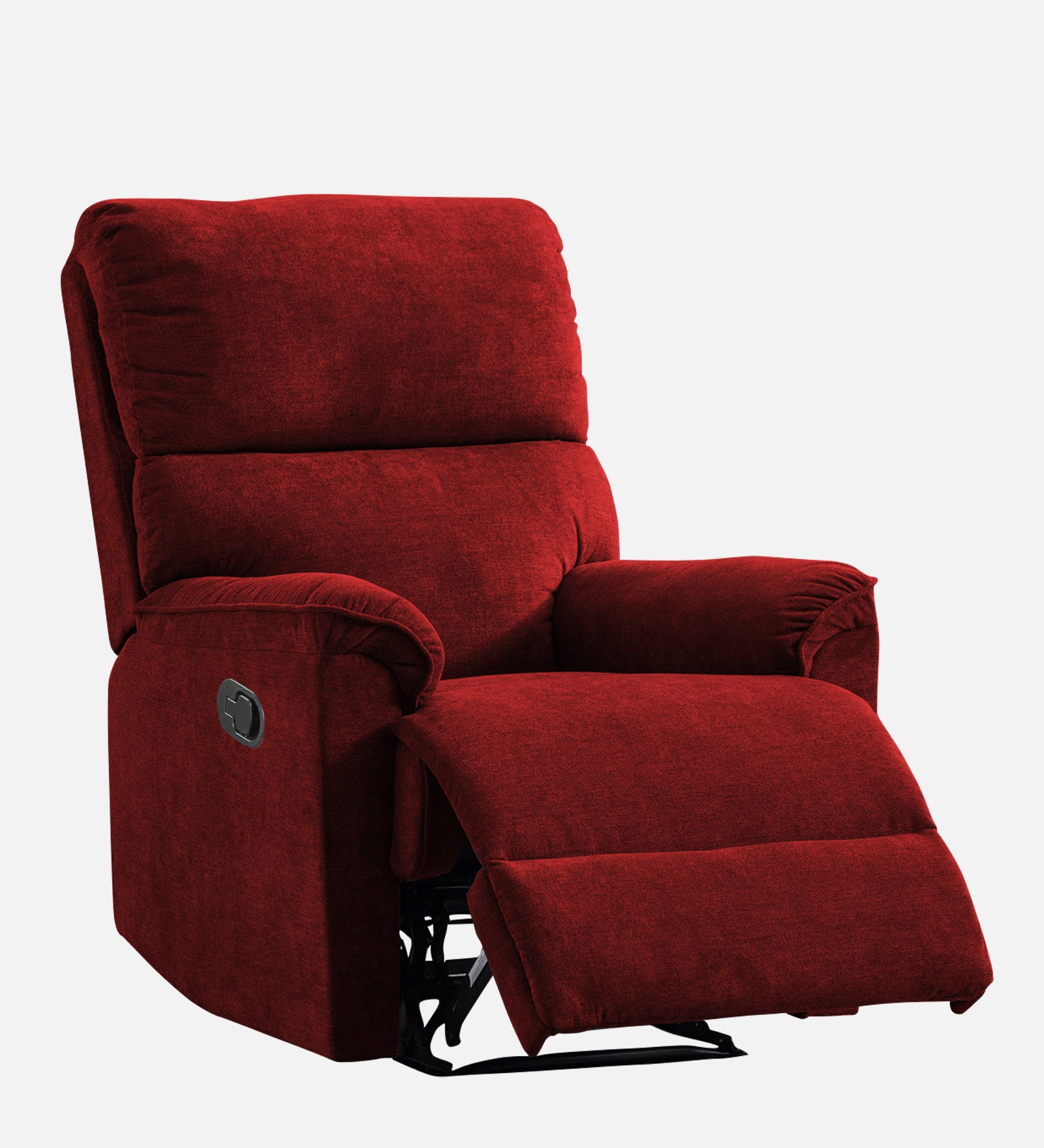 Abby Fabric 1 Seater Motorized Recliner In Blood Maroon Colour - Side View by Febonic Living