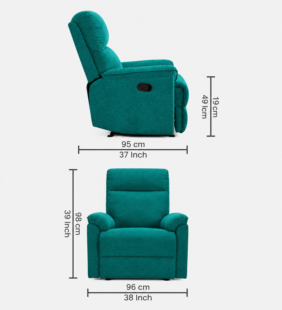 Abby Fabric 1 Seater Motorized Recliner In Sea Green Colour - Dimensions by Febonic Living