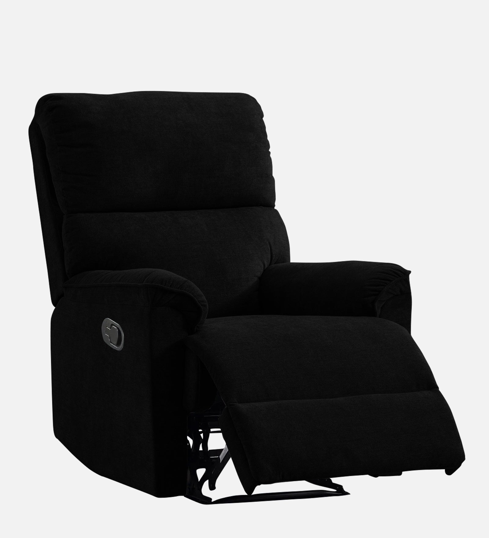 Abby Fabric 1 Seater Motorized Recliner In Zed Black Colour - Reclined View by Febonic Living