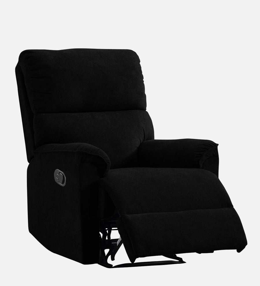 Abby Fabric 1 Seater Motorized Recliner In Zed Black Colour - Reclined View by Febonic Living