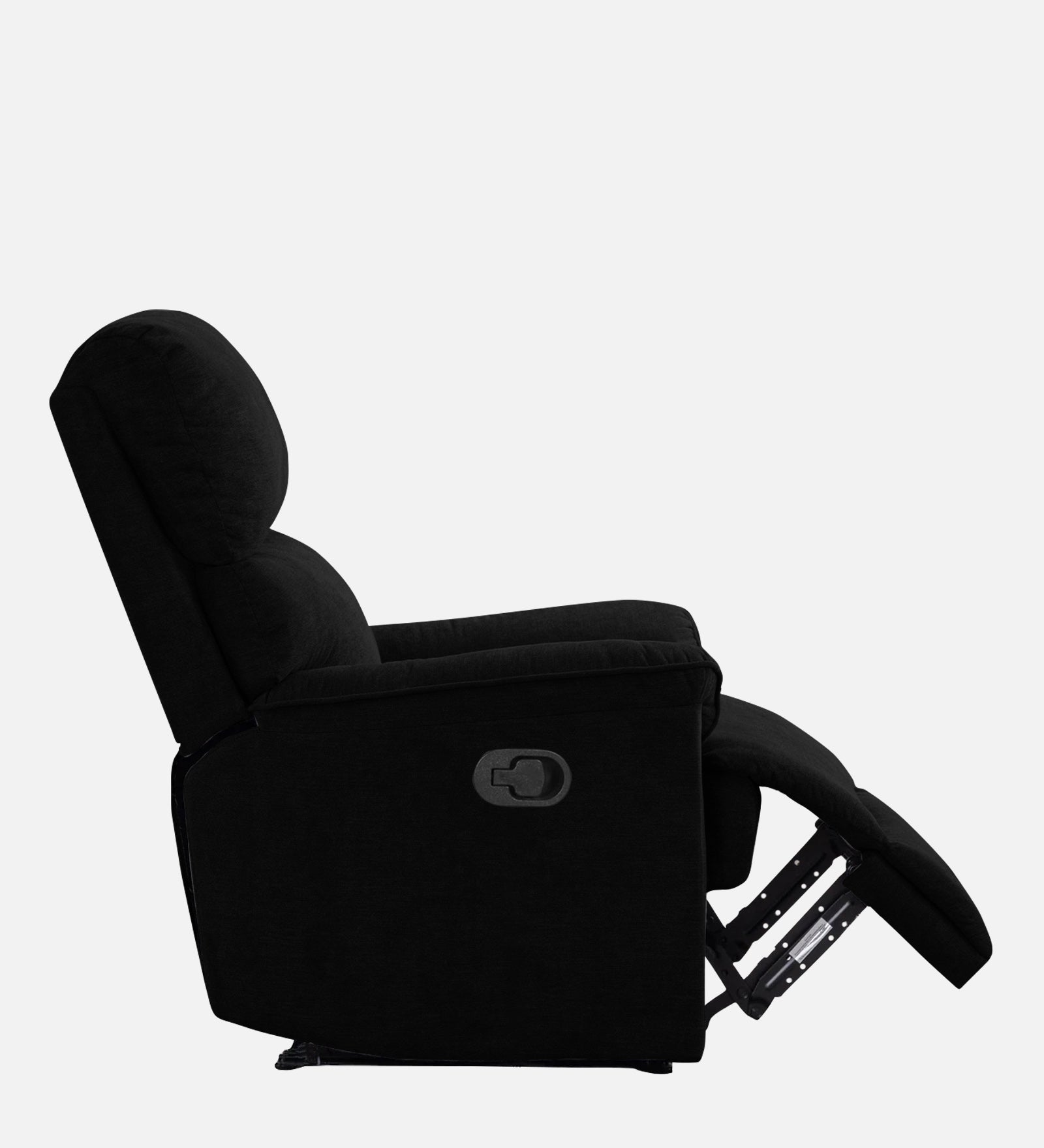 Abby Fabric 1 Seater Motorized Recliner In Zed Black Colour - Side View Image by Febonic Living