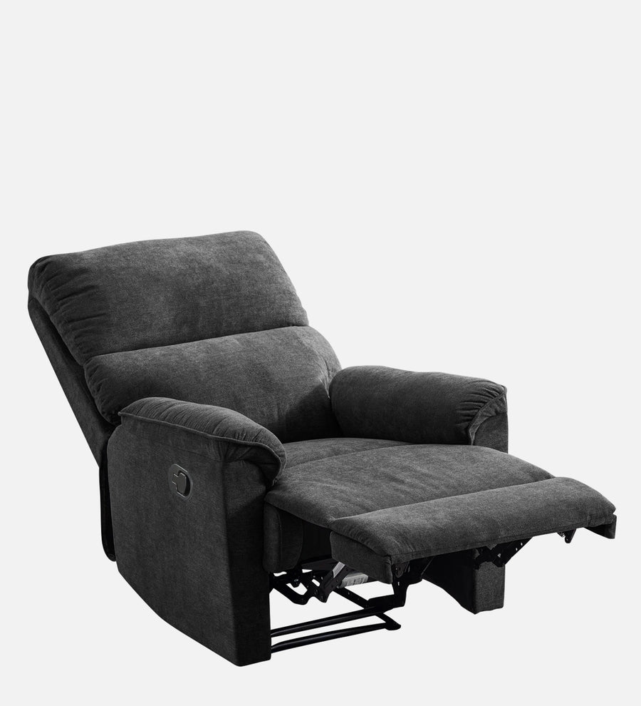 Abby Fabric 1 Seater Motorized Recliner In Charcoal Grey Colour - Reclined View by Febonic Living