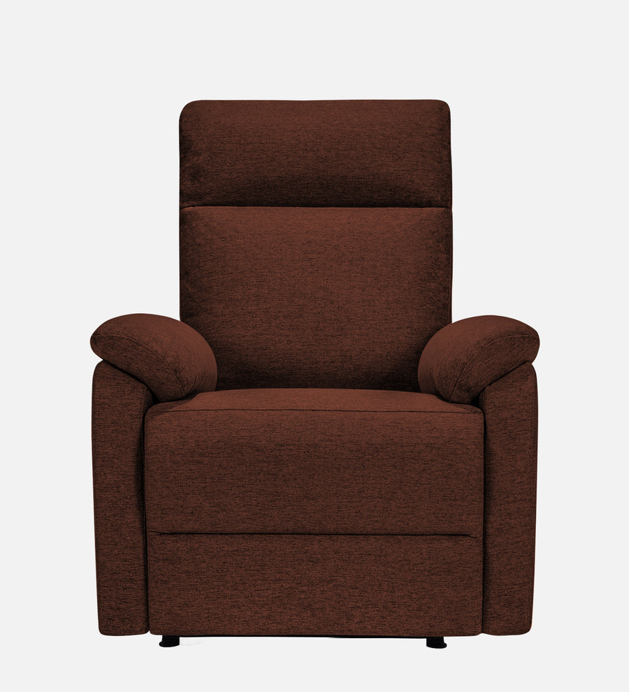 Abby Fabric 1 Seater Motorized Recliner In Coffee Brown Colour - Front View by Febonic Living