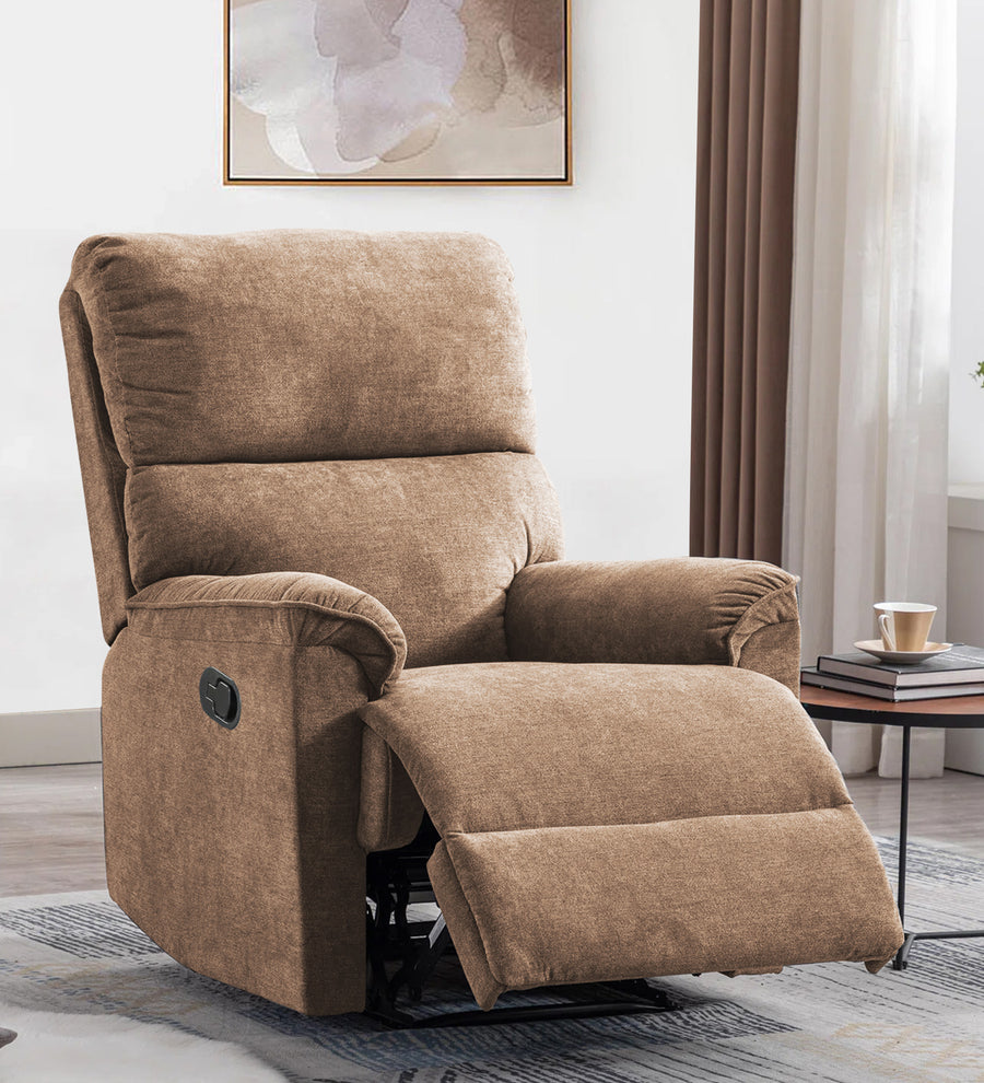 Abby 1 Seater Motorized Fabric Recliner - Cookie Beige - Living View by Febonic Living