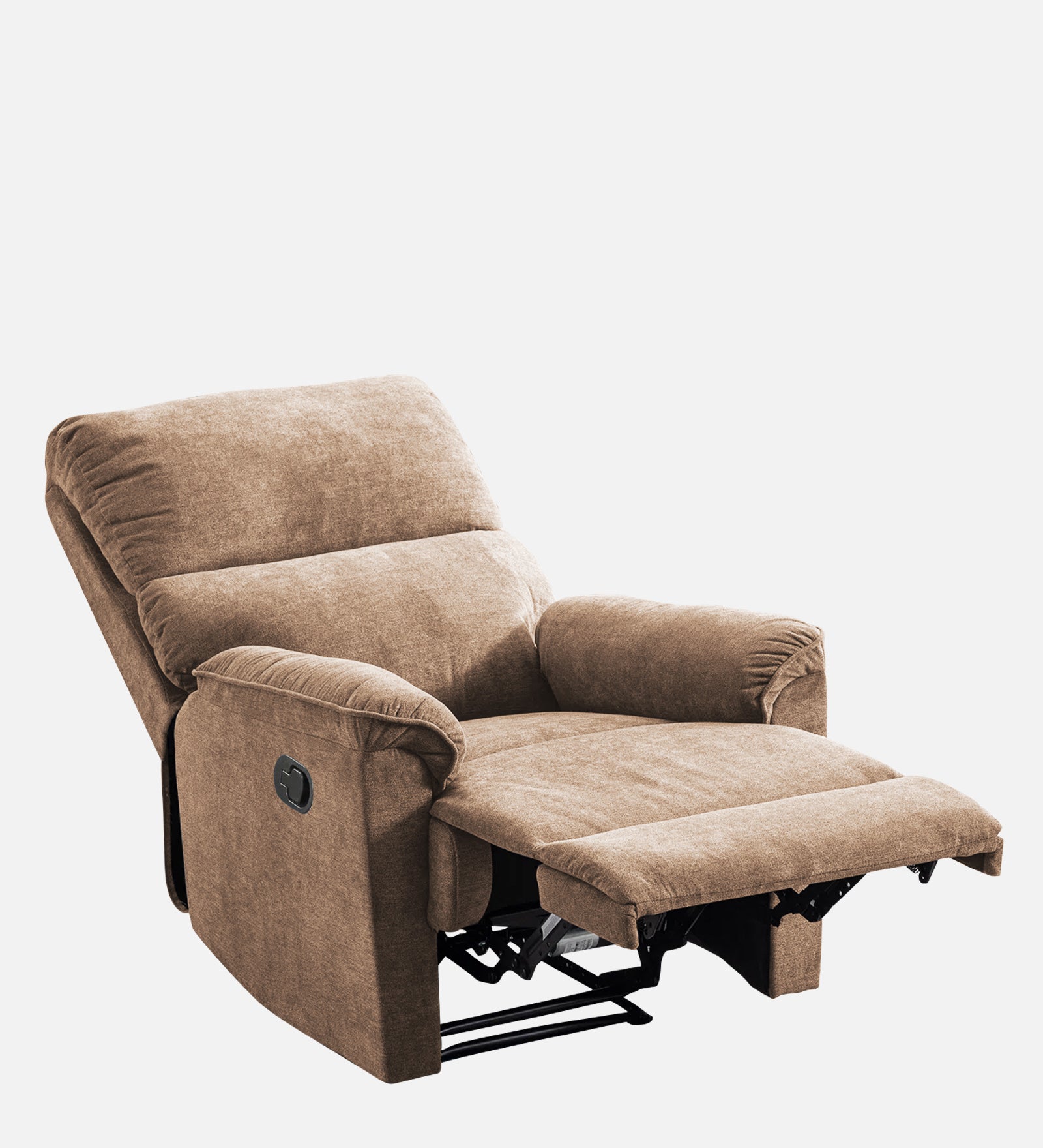 Abby Fabric 1 Seater Motorized Recliner In Cookie Beige Colour - Reclined View by Febonic Living