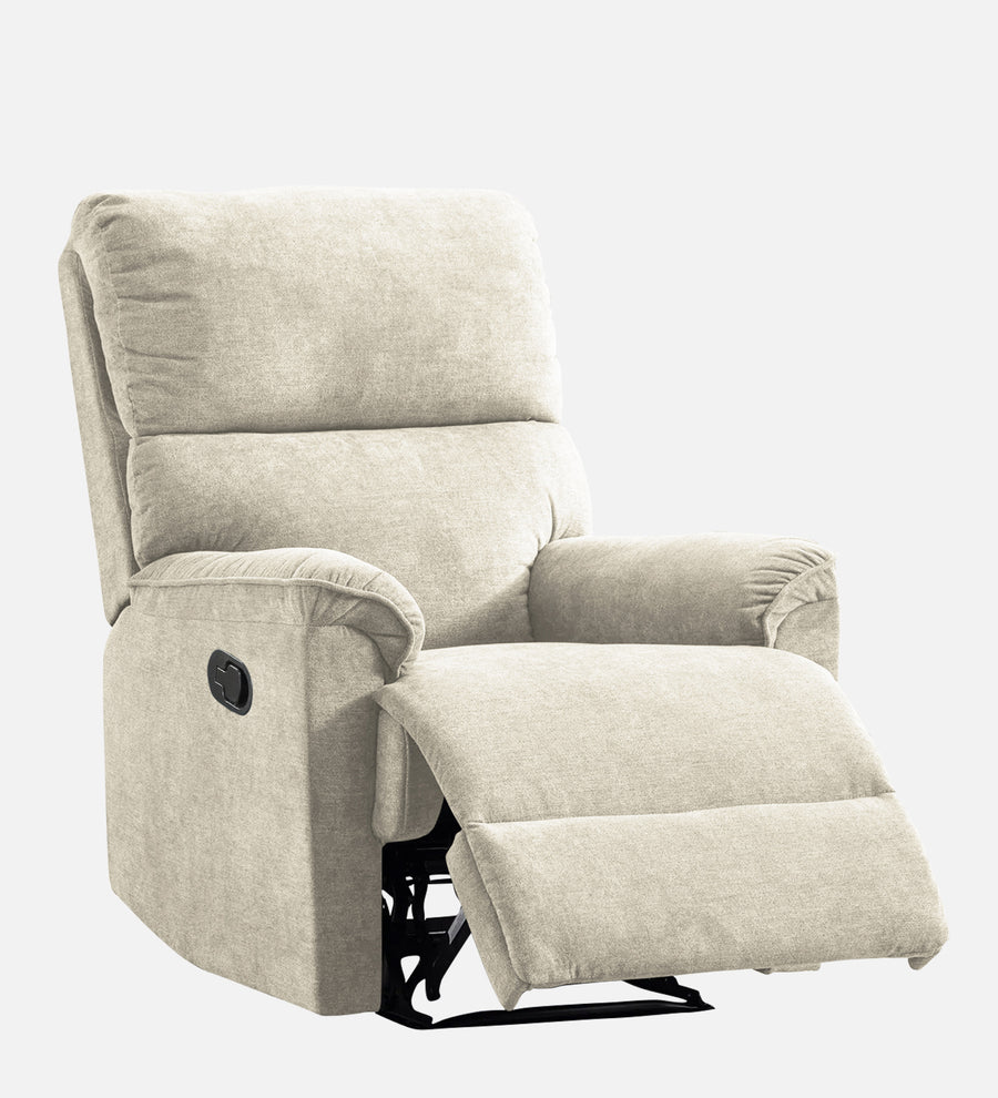 Abby Fabric 1 Seater Motorized Recliner In Ivory Cream Colour - Side View by Febonic Living