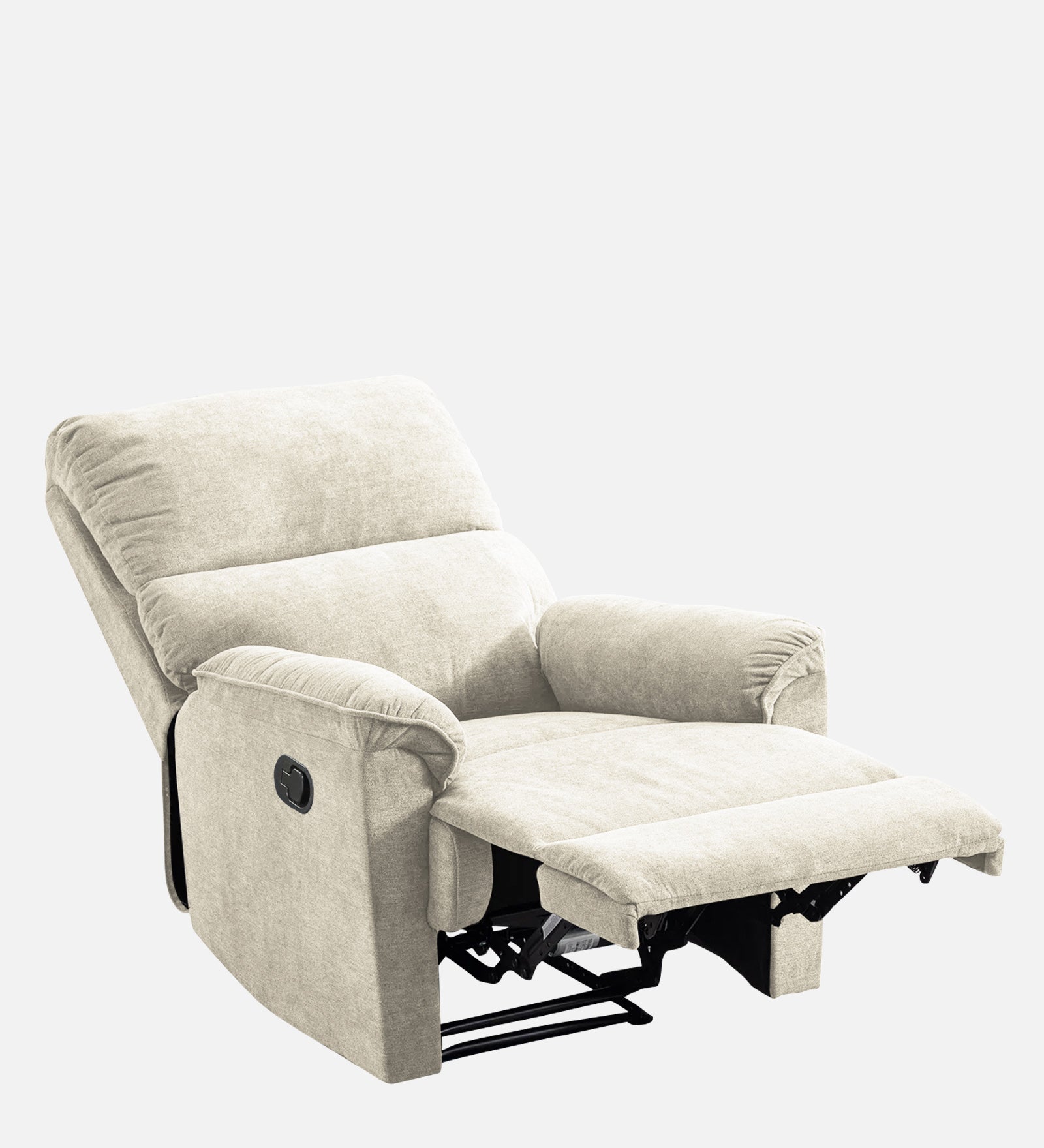 Abby Fabric 1 Seater Motorized Recliner In Ivory Cream Colour - Reclined View by Febonic Living