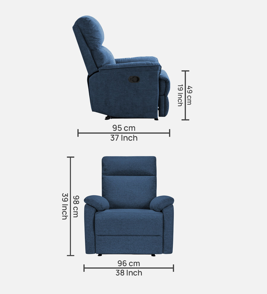 Abby Fabric 1 Seater Motorized Recliner In Light Blue Colour - Dimensions by Febonic Living