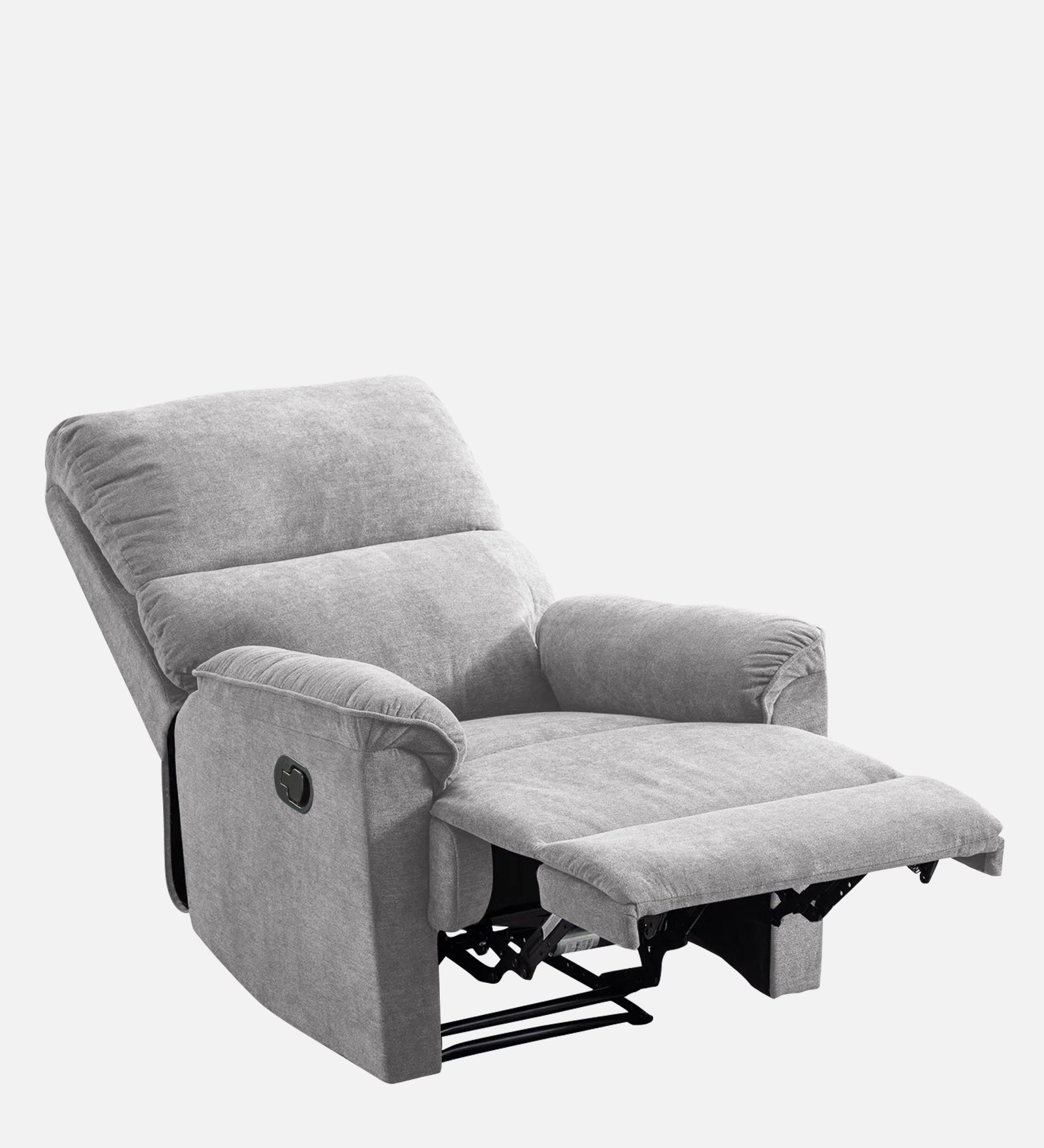Abby Fabric 1 Seater Motorized Recliner In Lit Grey Colour - Reclined View by Febonic Living