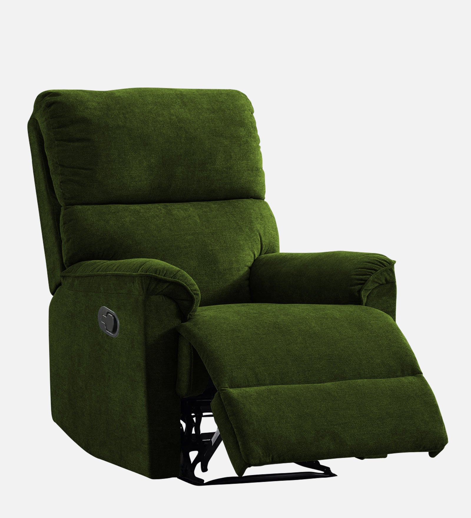 Abby Fabric 1 Seater Motorized Recliner In Olive Green Colour - SideView Image by Febonic Living