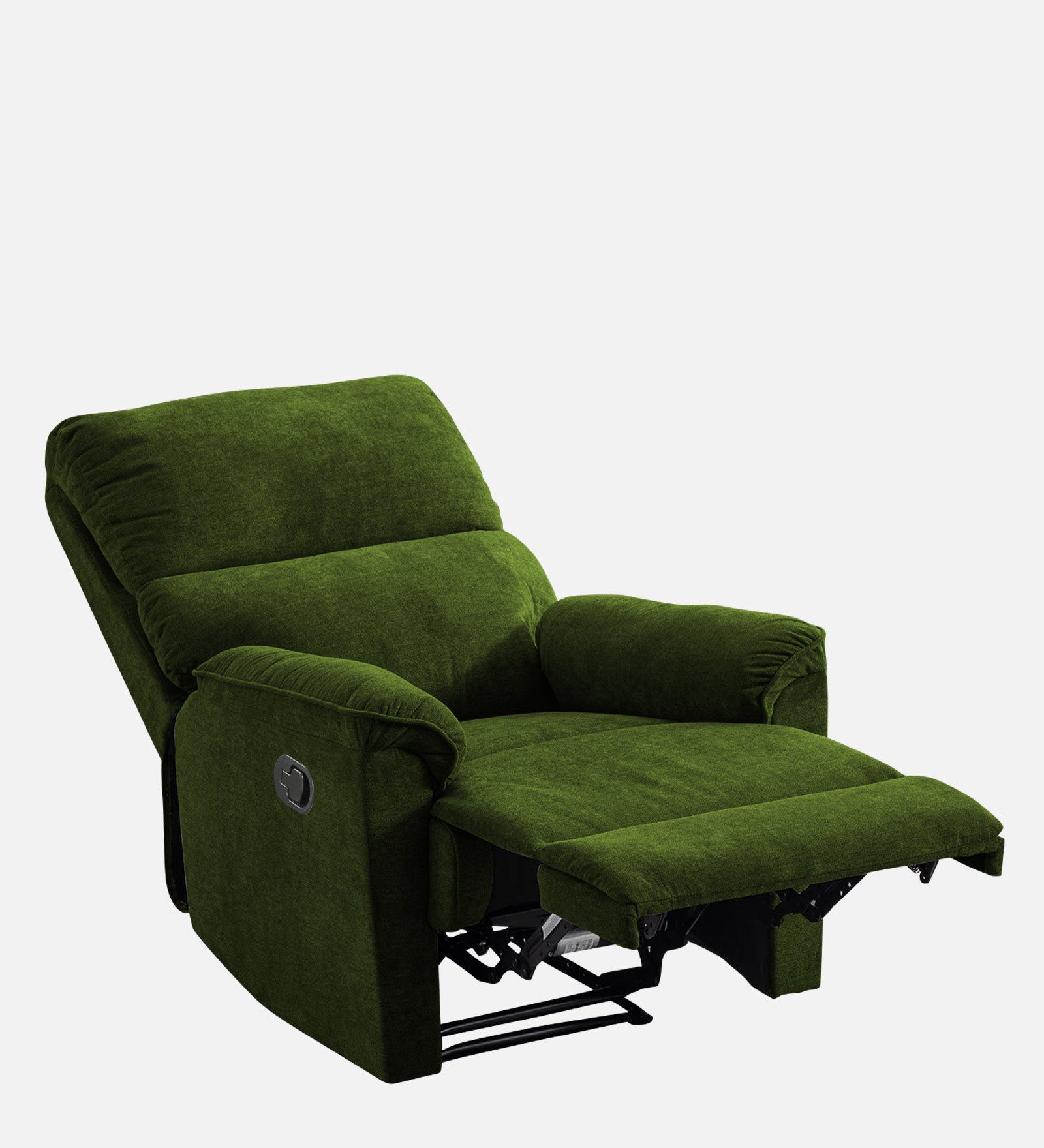Abby Fabric 1 Seater Motorized Recliner In Olive Green Colour - Reclined View by Febonic Living