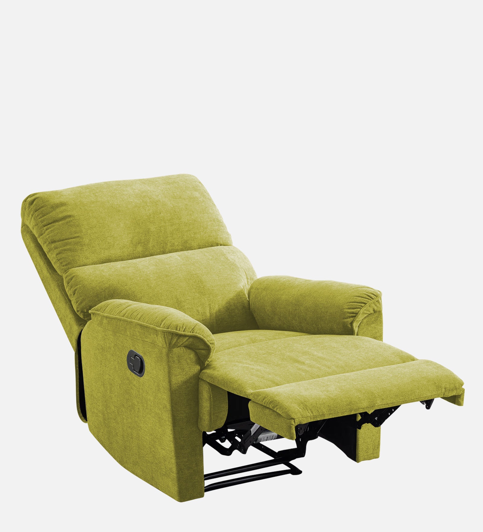 Abby Fabric 1 Seater Motorized Recliner In Parrot Green Colour - Reclined View by Febonic Living