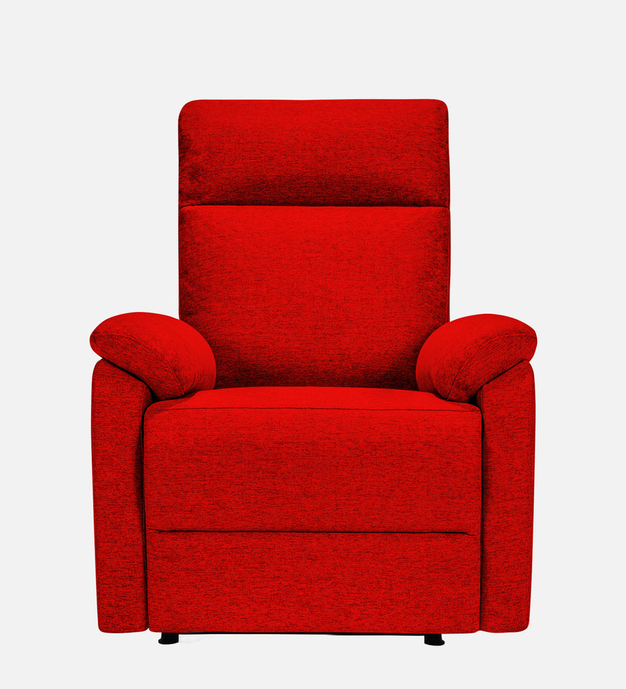 Abby Fabric 1 Seater Motorized Recliner In Ruby Red Colour - Front View by Febonic Living