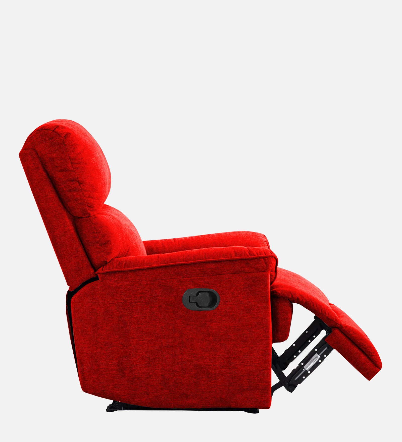 Abby Fabric 1 Seater Motorized Recliner In Ruby Red Colour - SideView Image by Febonic Living