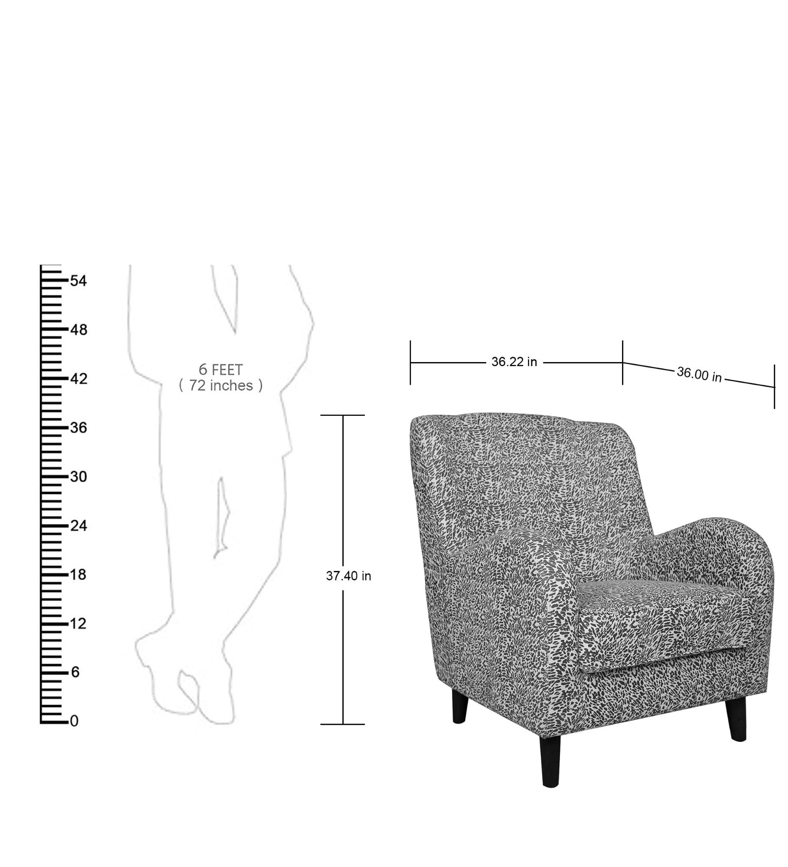 Abruy Animal Printed Fabric Accent Chair - Dimensions by Febonic Living