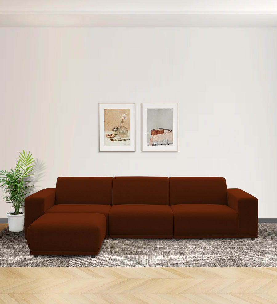 Adam LHS 3-Seater Fabric Sectional Sofa with Ottoman Lounger – Burnt Orange Lifestyle By Febonic 