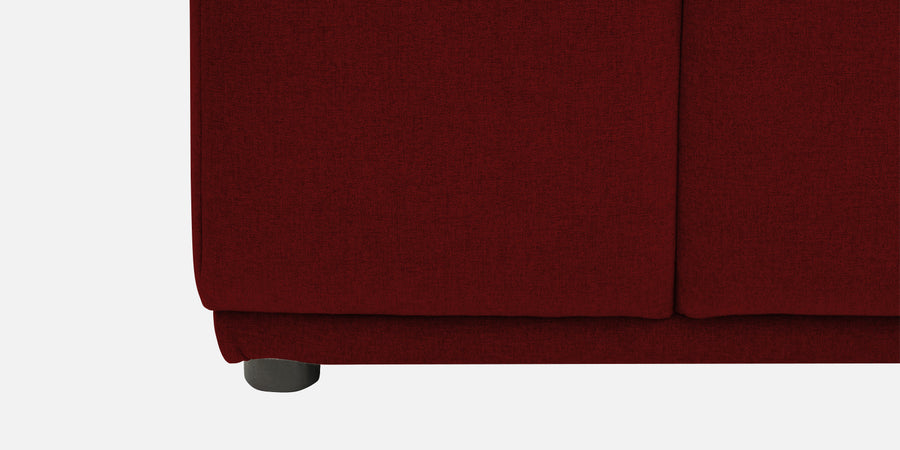 Adam Fabric LHS Sectional Sofa 3 Ottoman Lounger In Blood Maroon Colour focusing on fabric and sofa leg- Febonic Living