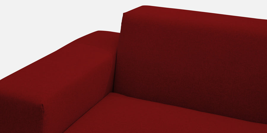 Adam Fabric Lhs Sectional Sofa 3 Ottoman Lounger In Blood Maroon Colour focusing on sofa front - Febonic Living