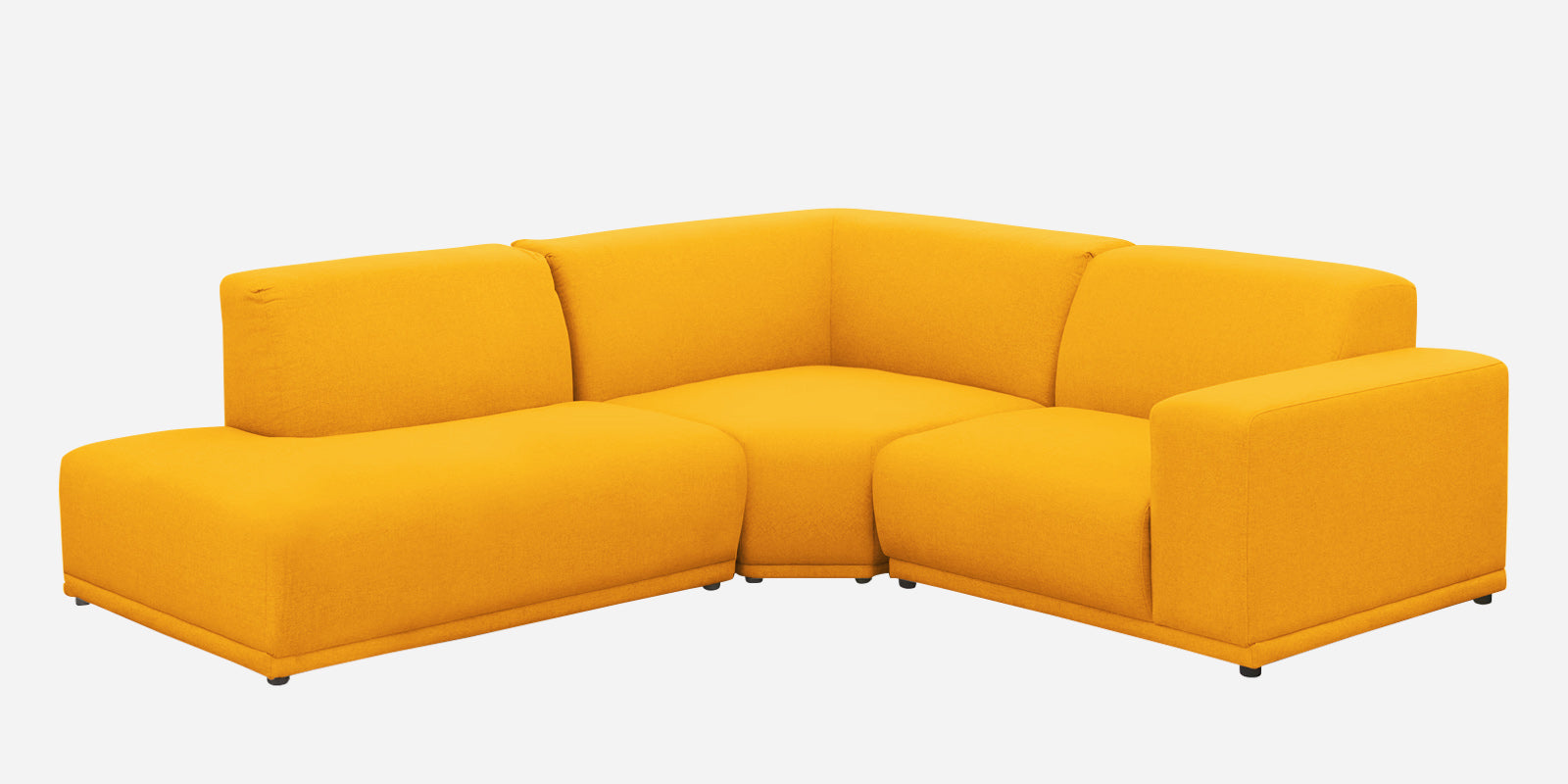 Adam Fabric Lhs Sectional Sofa 3 Ottoman Lounger In Bold Yellow Colour white bg - Febonic Living
