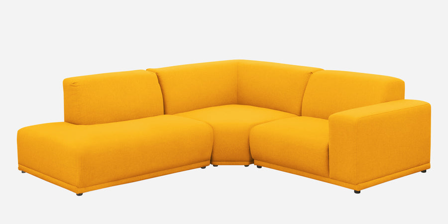Adam Fabric Lhs Sectional Sofa 3 Ottoman Lounger In Bold Yellow Colour white bg - Febonic Living