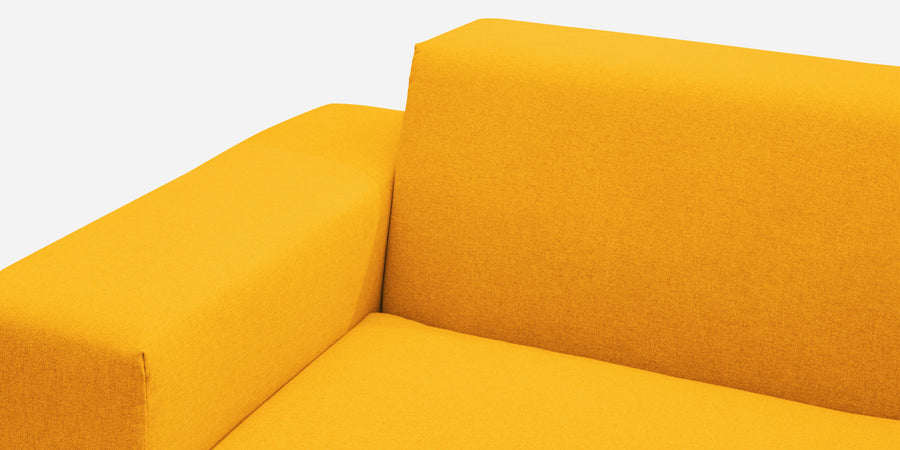 Adam Fabric LHS Sectional Sofa 3 Ottoman Lounger In Bold Yellow Colour  focusing front sofa - Febonic Living