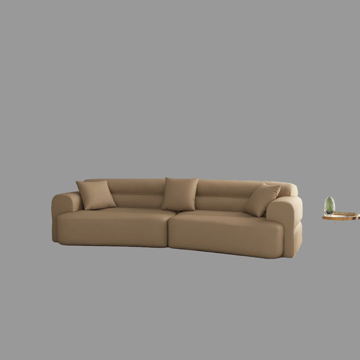 Adarin Velvet 4 Seater Curved Sofa In Cream Beige Colour