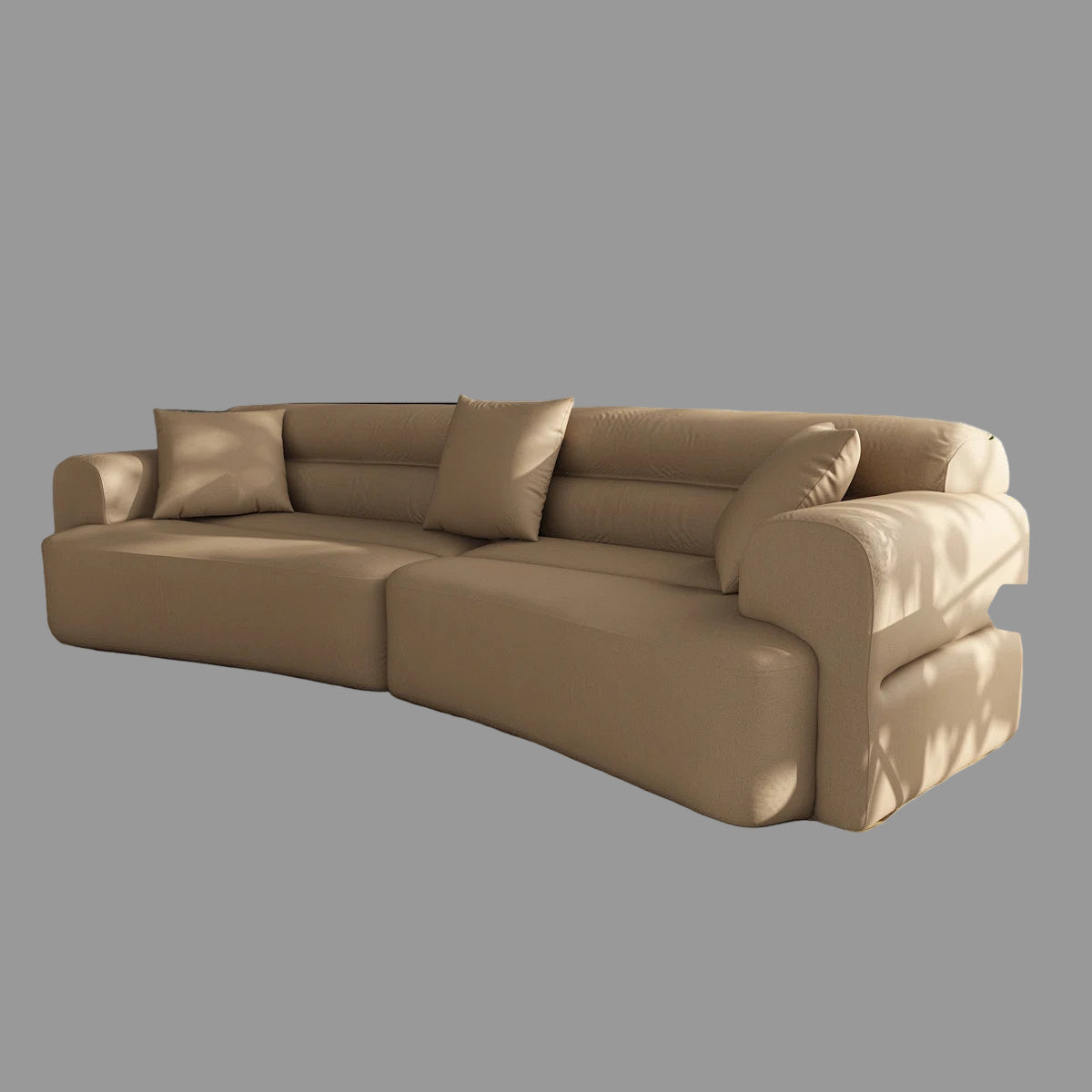 Adarin Velvet 4 Seater Curved Sofa In Cream Beige Colour