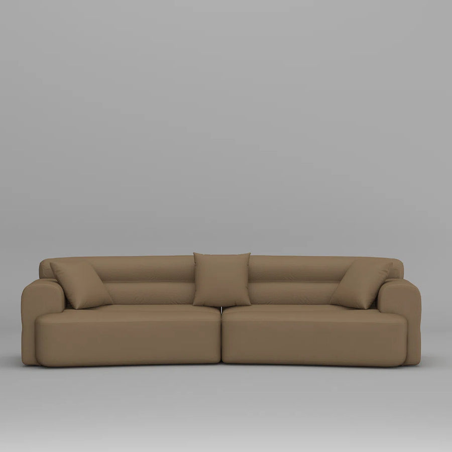 Adarin Velvet 4 Seater Curved Sofa In Cream Beige Colour - Febonic Living