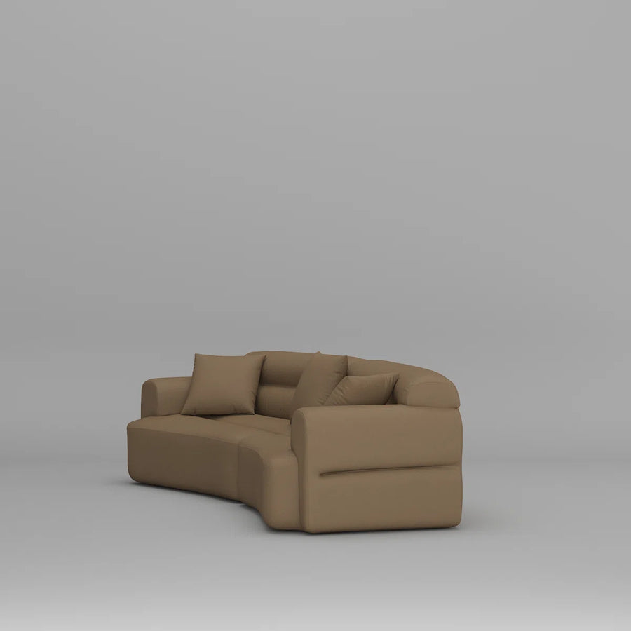 Adarin Velvet 4 Seater Curved Sofa In Cream Beige Colour - Febonic Living