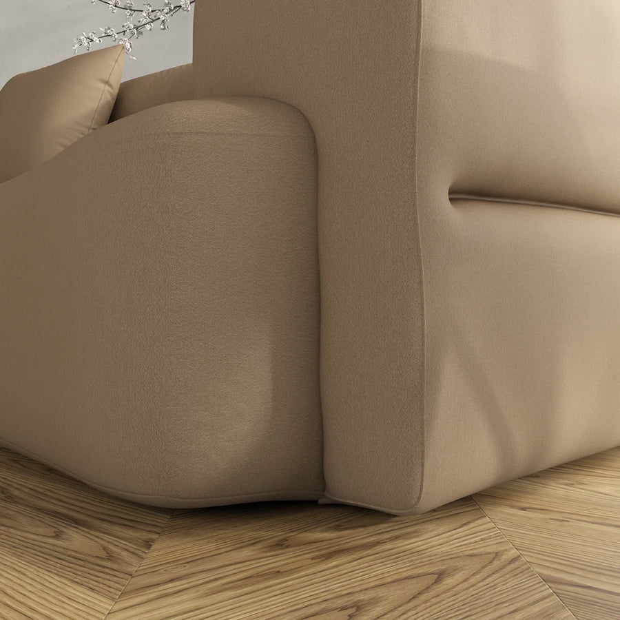 Adarin Velvet 4 Seater Curved Sofa In Cream Beige Colour - Febonic Living