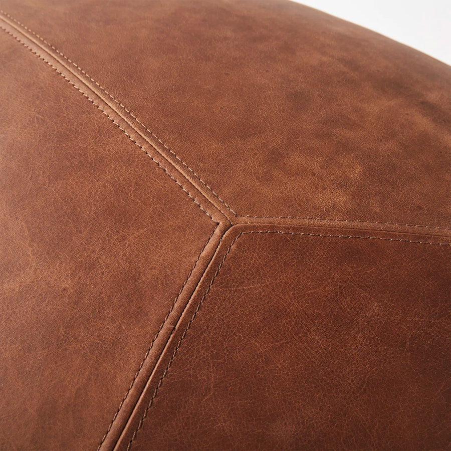Buddy Leatherette Pouffe In Cinnamon Brown Colour - Febonic Living