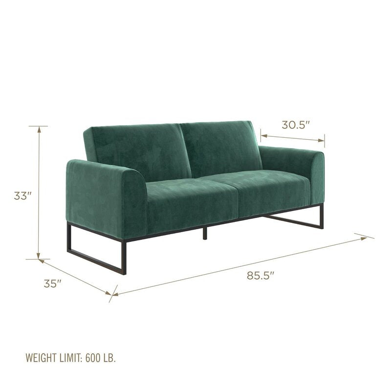 Cane Velvet 3 Seater Convertible Sofa Cum Bed In Pine Green Colour - Febonic Living