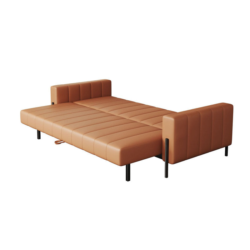Darla Leatherette 3 Seater Convertible Sofa Cum Bed In Brown Colour - Febonic Living