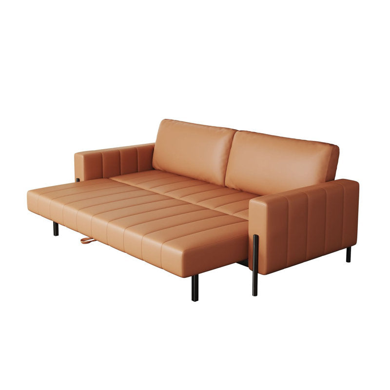 Darla Leatherette 3 Seater Convertible Sofa Cum Bed In Brown Colour - Febonic Living