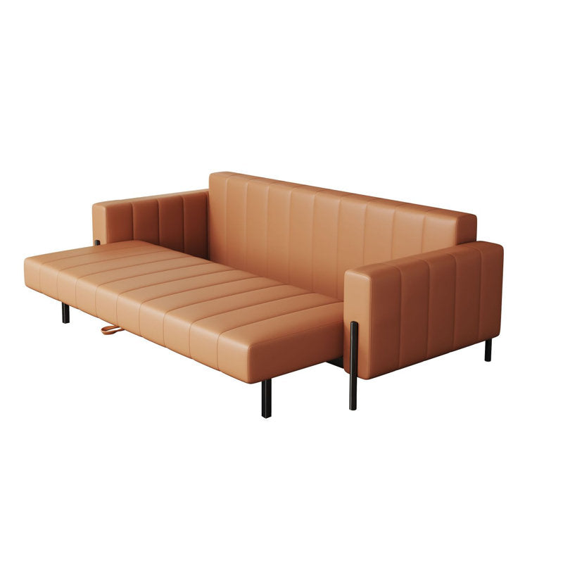 Darla Leatherette 3 Seater Convertible Sofa Cum Bed In Brown Colour - Febonic Living