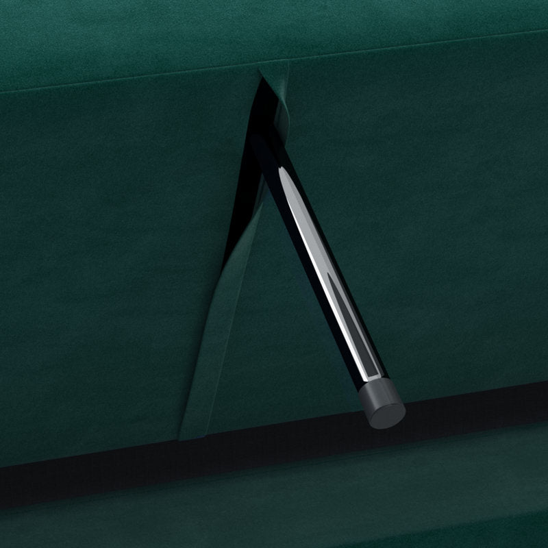 Luster Velvet 3 Seater Convertible Sofa Cum Bed In Pine Green Colour
